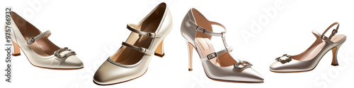 Ladies shoe luxury set isolated on white and transparent background