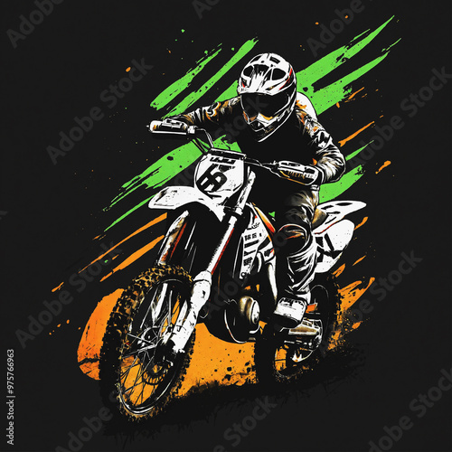 motocross rider on a black background