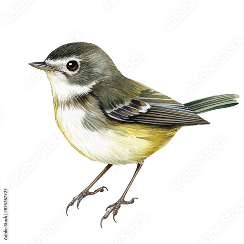 cute Dusky Warbler watercolor clipart illustration isolated