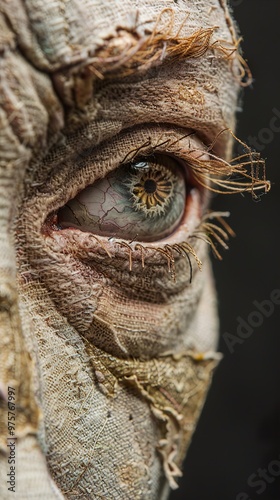 Close Up of a Creepy Eye Wrapped in Fabric