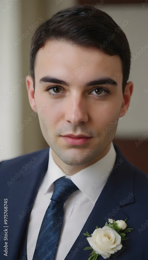 Refined Close-Up Portrait of Groom Showcasing Confidence and Sophisticated Style Refined Close-Up Portrait of Groom Showcasing Confidence and Sophisticated Style