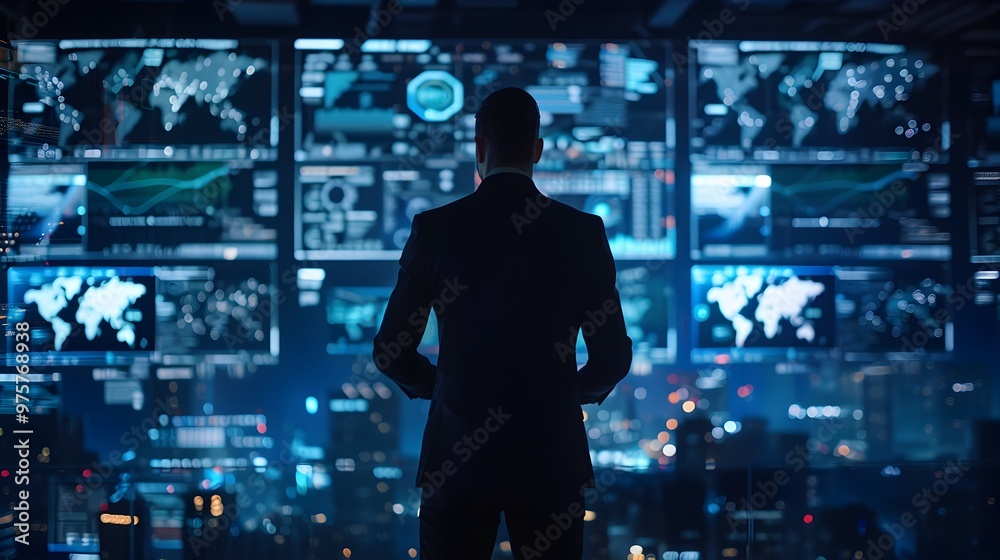 Cybersecurity Analyst Monitoring Multiple High Tech Data Streams for Real Time Threat Detection Cybersecurity Analyst Monitoring Multiple High Tech Data Streams for Real Time Threat Detection