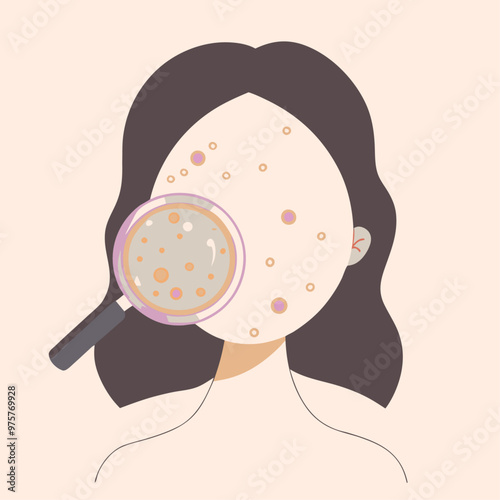 Acne skin medical examination of problem skin through a magnifying glass (18)