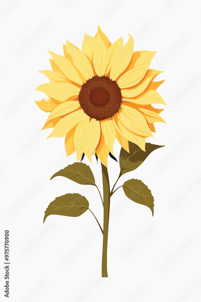 Fototapeta premium Bright sunflower illustration on white