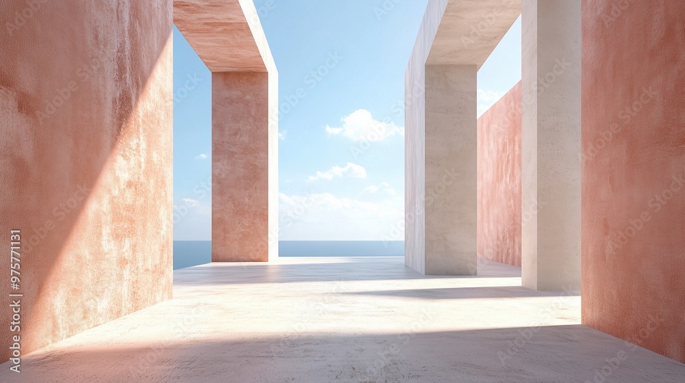 Stone columns concrete texture pillar classical building exterior with blue sky Stone columns concrete texture pillar classical building exterior with blue sky