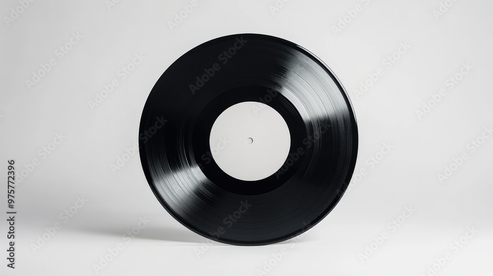 Obraz premium A single EP vinyl record with a blank label, isolated on a clean white background.