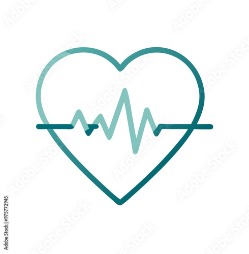 Heart with heartbeat line icon in teal, symbolizing health and wellness