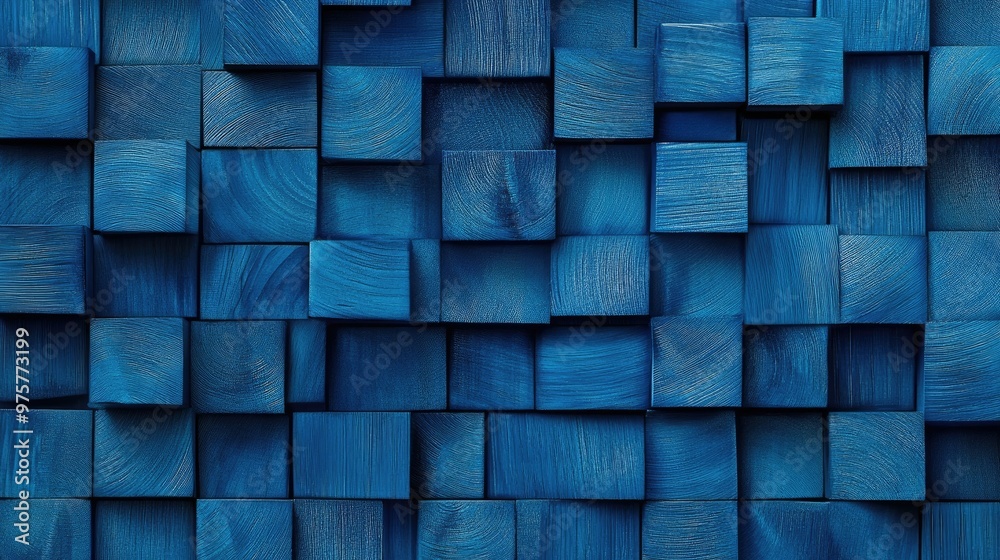 Abstract texture of blue wooden cubes, stacked and layered in a repeating pattern, geometric design on a textured background. Abstract texture of blue wooden cubes, stacked and layered in a repeating pattern, geometric design on a textured background.