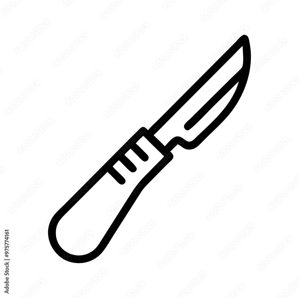 Scalpel icon, simple black line art, isolated on white, surgical tool concept Scalpel icon, simple black line art, isolated on white, surgical tool concept