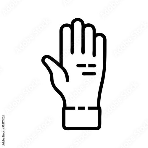 Surgical glove icon, simple black line art, isolated on white, medical protection