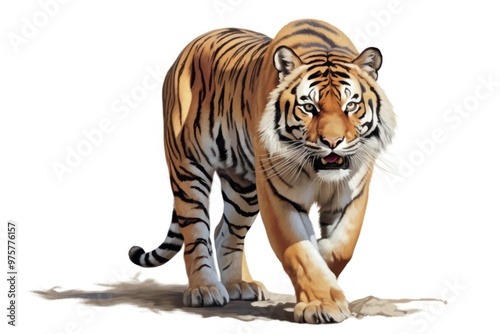 Majestic tiger walking forward