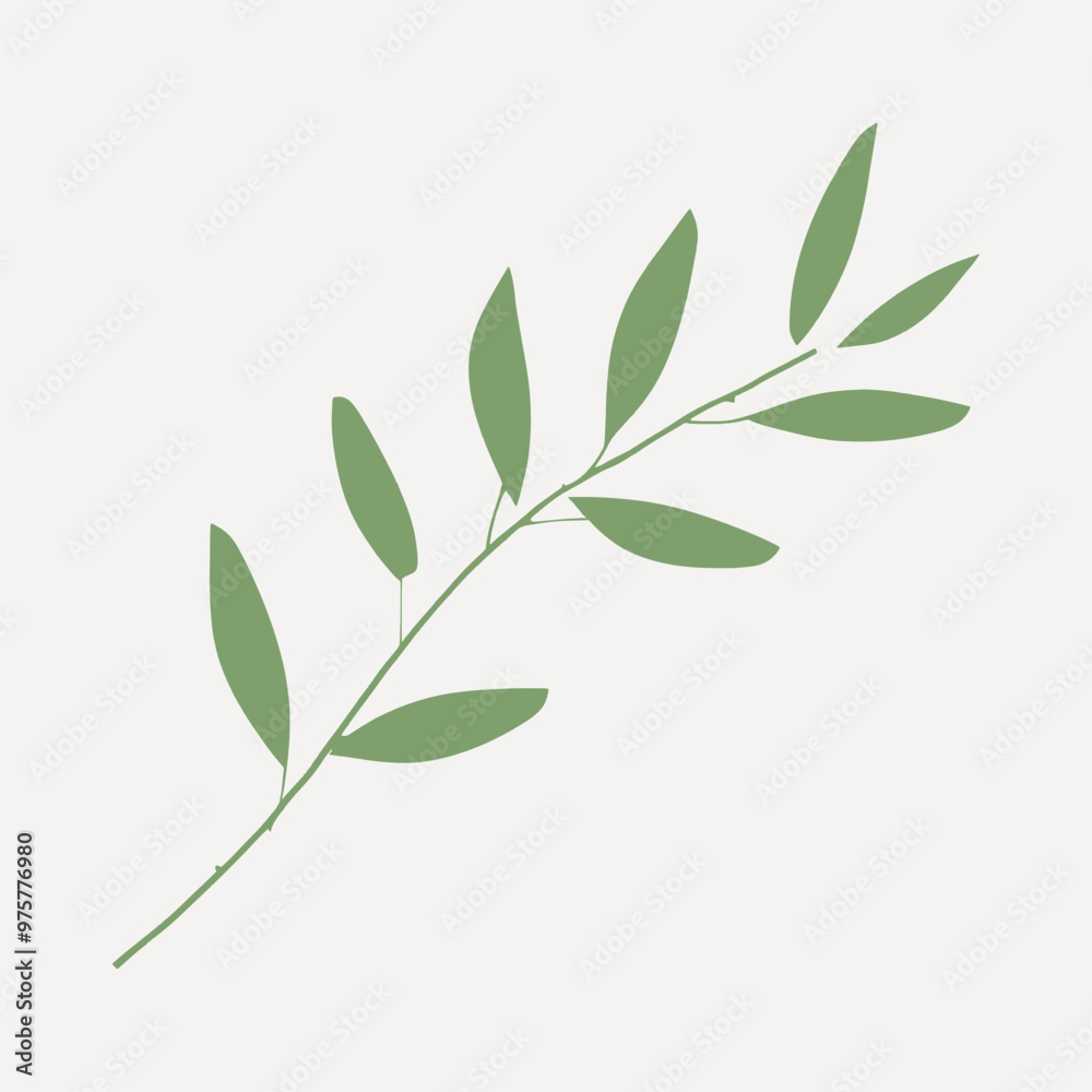 Fototapeta premium Minimalist green leaf illustration