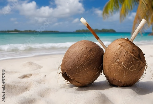 coconut on the beach photo