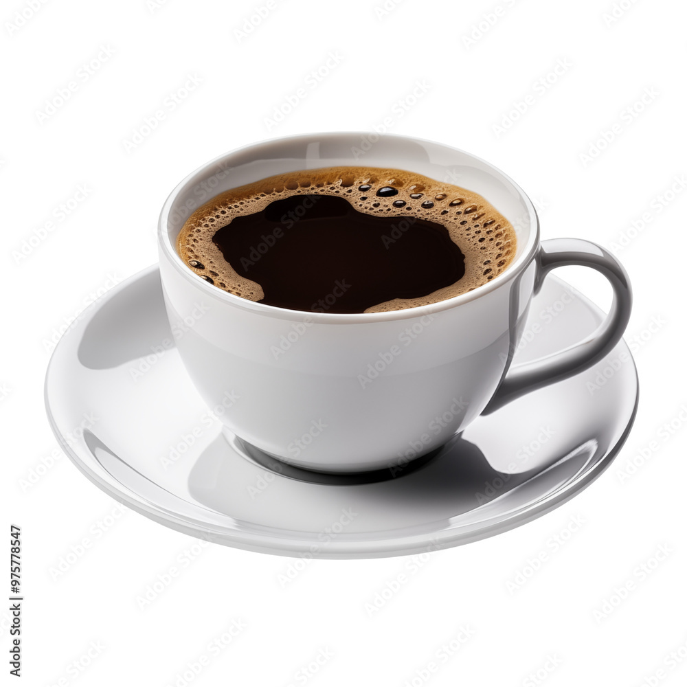 Classic White Coffee Cup Filled With Black Coffee On Saucer Isolated On Transparent Background Classic White Coffee Cup Filled With Black Coffee On Saucer Isolated On Transparent Background