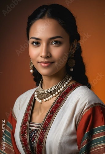 Portrait of a Funali Woman Wearing Traditional Clothing, Reflecting Her Origins, History, Culture, Traditions, and Way of Life 1