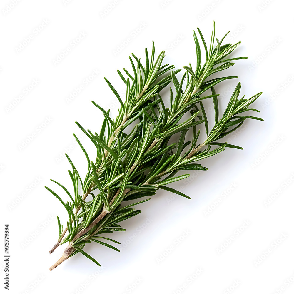 solitary rosemary branch on white solitary rosemary branch on white