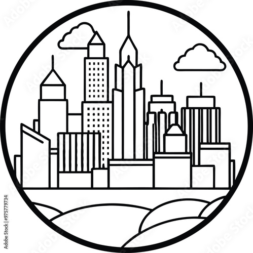 Futuristic City Skyline Art photo