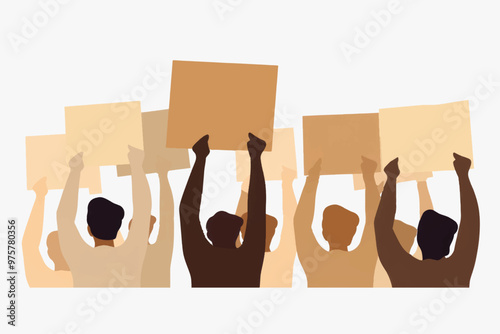 Protesters holding blank signs