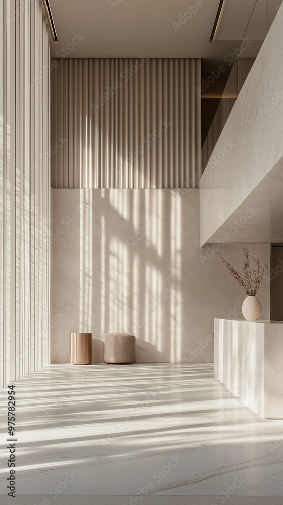 Fototapeta premium A modern, minimalist living room with a spacious and open-plan design.