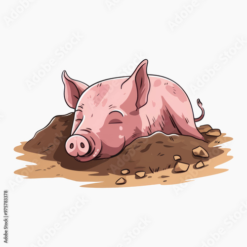 Cute piglet resting peacefully