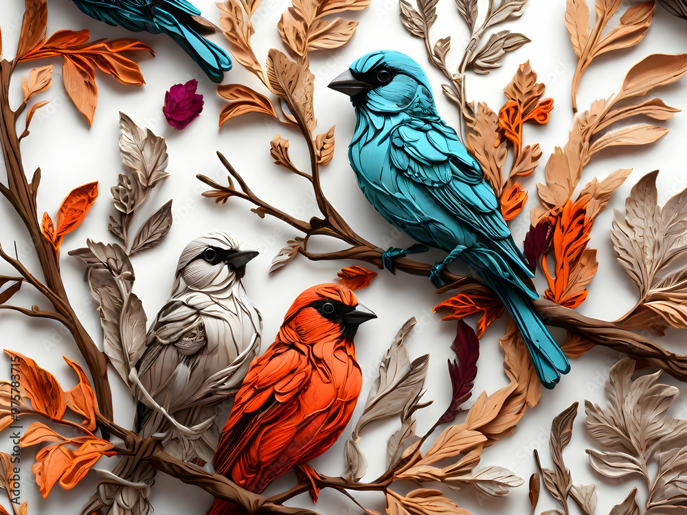 Obraz premium bird on a branch,Ai generated 