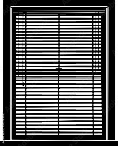 Black and White Window Blinds with Vertical Stripes