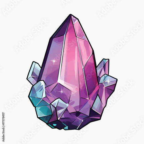 Colorful geometric crystal illustration art