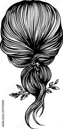 Elegant Hair Updo with Leaves Detail