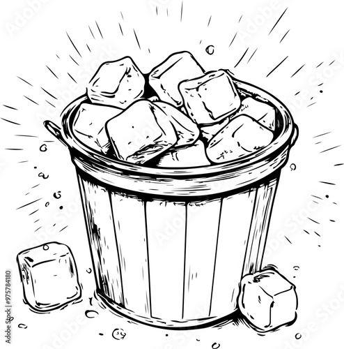Illustration of a Bucket Filled with Ice Cubes
