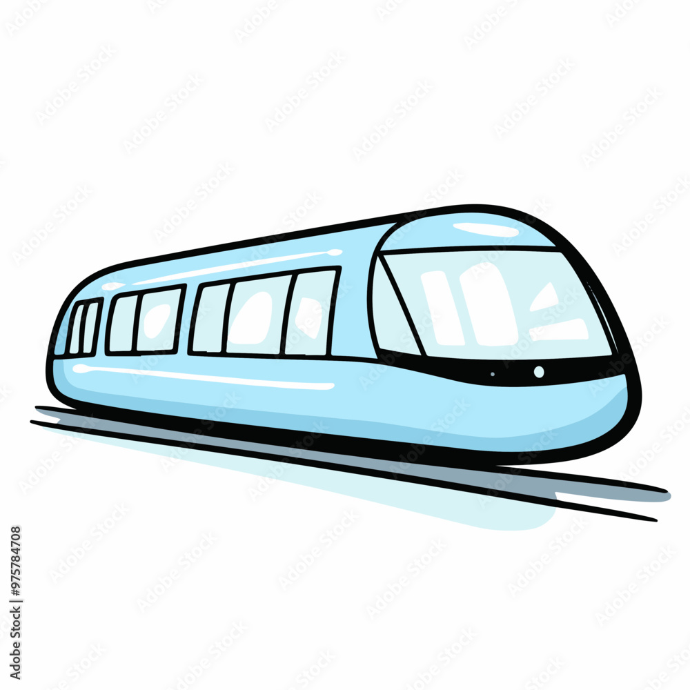 Modern Vector Train Illustration in Blue and Black Modern Vector Train Illustration in Blue and Black