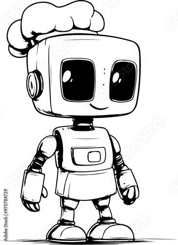 Wallpaper Mural Cute Robot Chef Illustration in Vector Style Torontodigital.ca