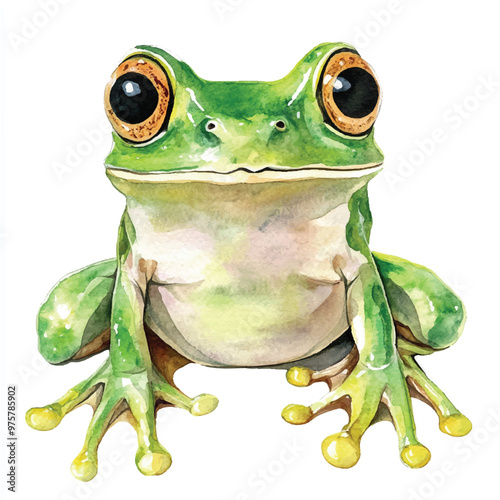 cute frog watercolor clipart illustration isolated