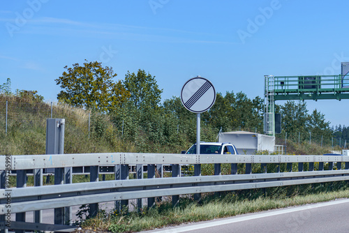 Road signs for traffic on the motorway. photo