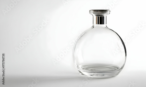 Empty Erlenmeyer flask and glass funnel isolated background