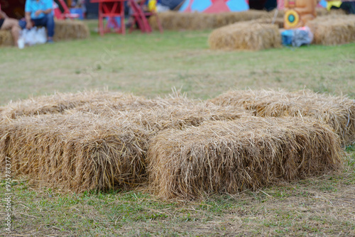 Straw bale in the amusement park.