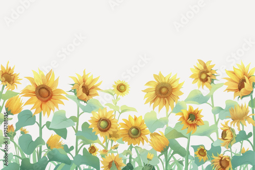 Vibrant sunflower field illustration