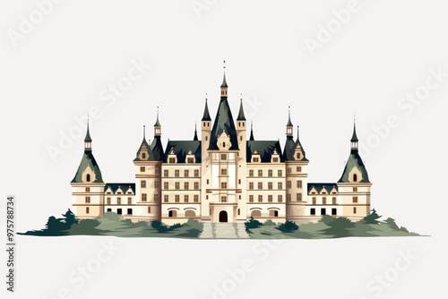 Elegant fairytale castle illustration