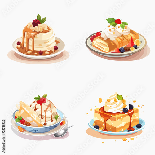 Four different types of desserts are shown