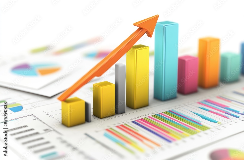 3D Bar Graph Illustration of Growth and Progress 3D Bar Graph Illustration of Growth and Progress