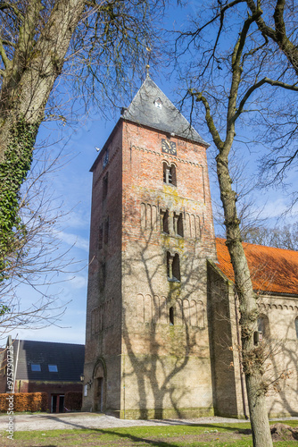 Obraz na płótnie Tower of the historic Bonifatius church in Vries, Netherlands w salonie