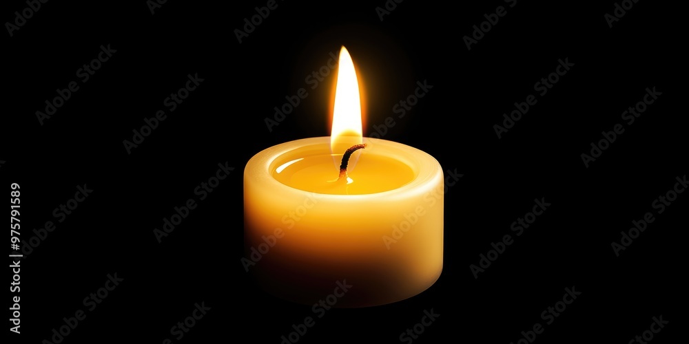 A single flickering candle illuminates the darkness with a warm golden glow, creating a serene and peaceful atmosphere perfect for reflection. Halloween background, copy space. A single flickering candle illuminates the darkness with a warm golden glow, creating a serene and peaceful atmosphere perfect for reflection. Halloween background, copy space.