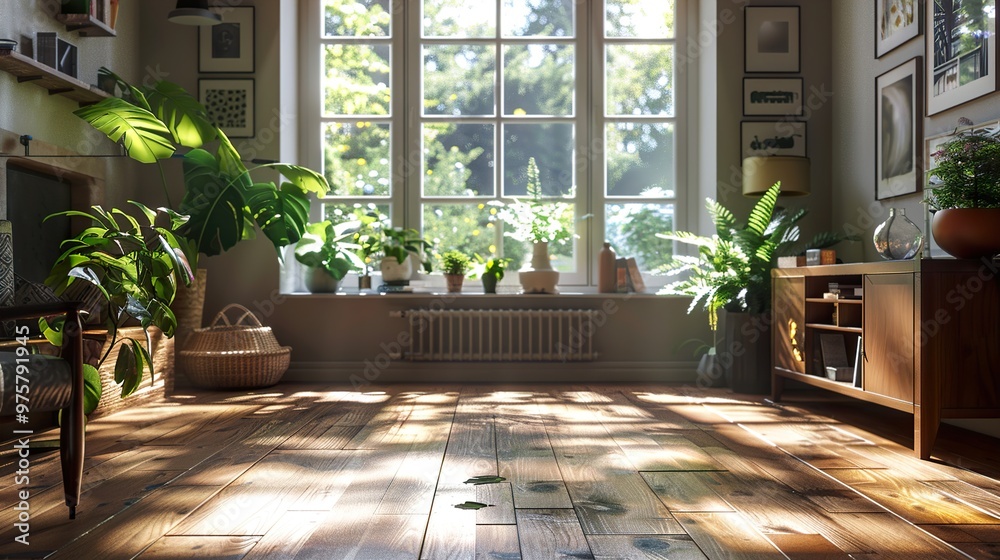 Sunlight Streaming Through a Window in a Modern Living Room Sunlight Streaming Through a Window in a Modern Living Room