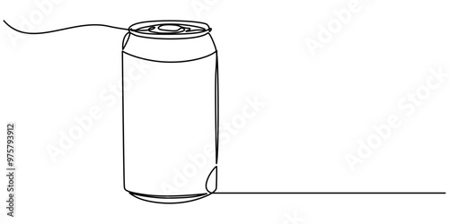 Continuous line drawing of soda aluminum can. One line of aluminum can. Soda refreshing drink concept continuous line art. Editable outline, drink can in continuous line drawing minimalist style, food
