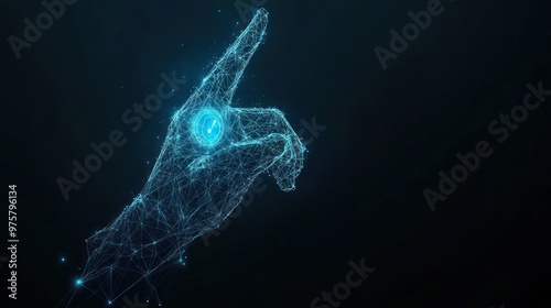 Digital Hand Pointing With Blue Glow