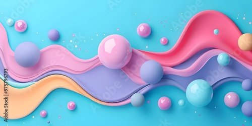 Abstract Background With Pastel Colored 3D Shapes