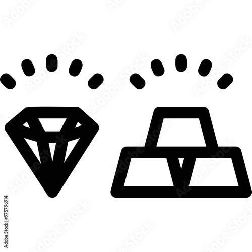 Simple vector icon diamond and gold bullion