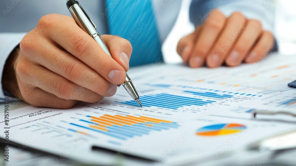 An accountant preparing a profit and loss statement, analyzing the financial performance of a business An accountant preparing a profit and loss statement, analyzing the financial performance of a business