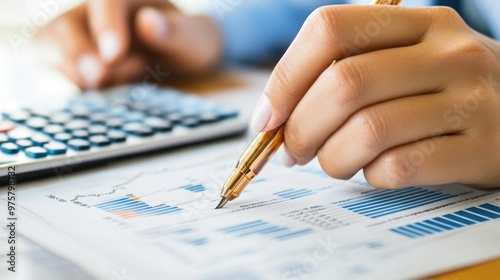 An accountant preparing a profit and loss statement, analyzing the financial performance of a business