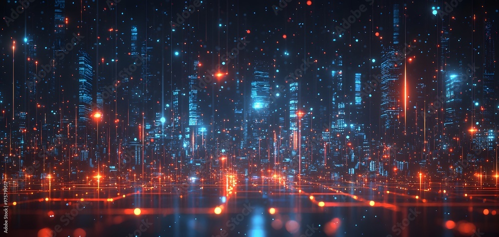 A Vibrant Vision of Digital Transformation: Exploring the Bright Future of Cityscapes and Technology. Virtual Business Team Concept A Vibrant Vision of Digital Transformation: Exploring the Bright Future of Cityscapes and Technology. Virtual Business Team Concept