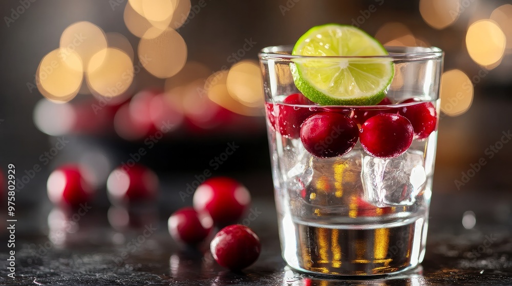vodka shot glass flavored with cranberries and lime vodka shot glass flavored with cranberries and lime